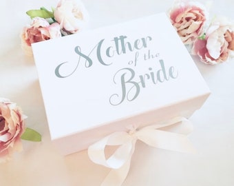 Mother of the Bride Gift Box: White Keepsake with Ribbon & Magnetic Closure