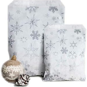 Sacs en papier flocon de neige, 2 tailles, Sacs en papier flocon de neige, Différentes quantités, Cadeau de Noël, Sacs de fête en papier écologique
