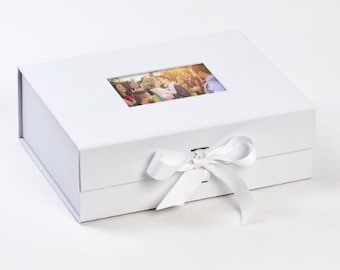 Large White Photo Box, Luxury Keepsakes Box, Bride Gift, New Baby Gift, Magnetic Closure, White Memory Box, White Luxury Keepsake Box