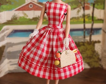 Sundress in red gingham for 11.5 doll