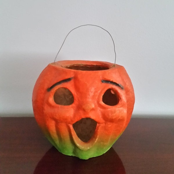 Vintage Halloween Pulp Paper Pumpkin