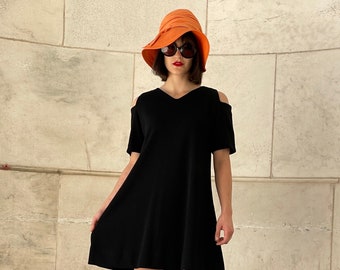 60s Rudi Gernreich A line black wool knit dress,