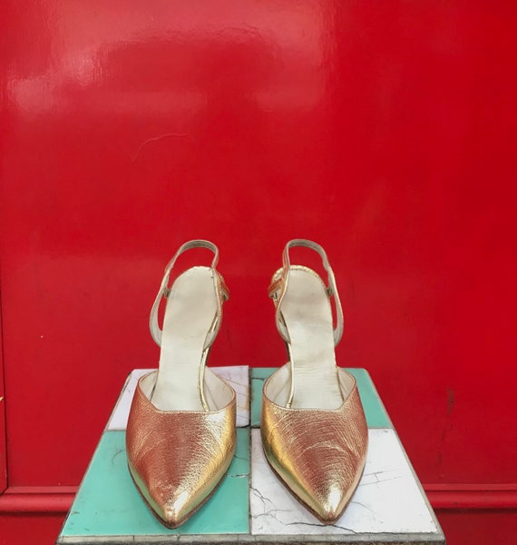 Gold leather heels