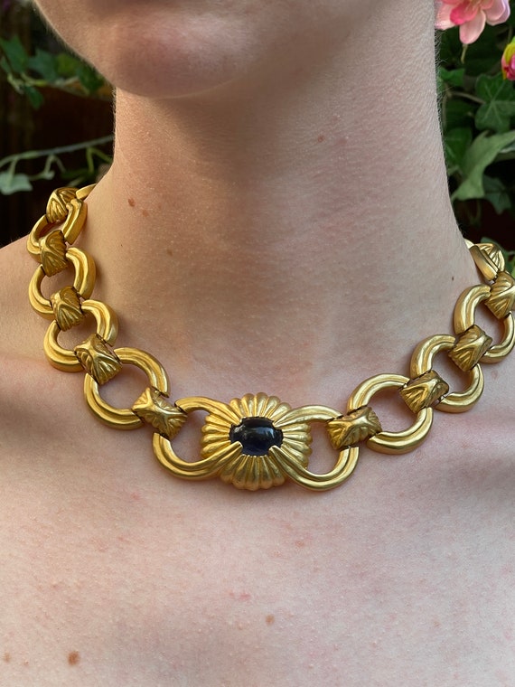80s Givenchy Brushed Gold Necklace. Beautiful Brushed Gold 