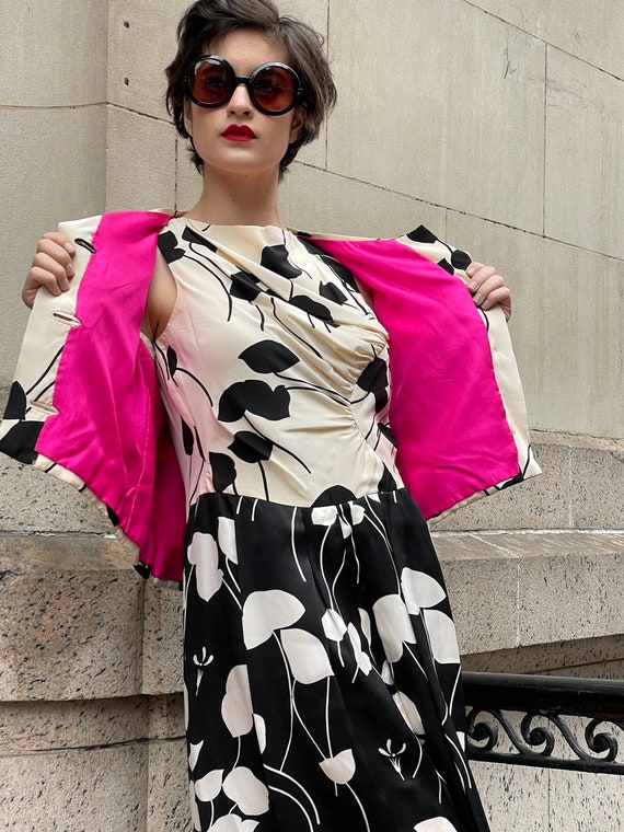 1980s Black and White Scassi Striped Dress main image 1