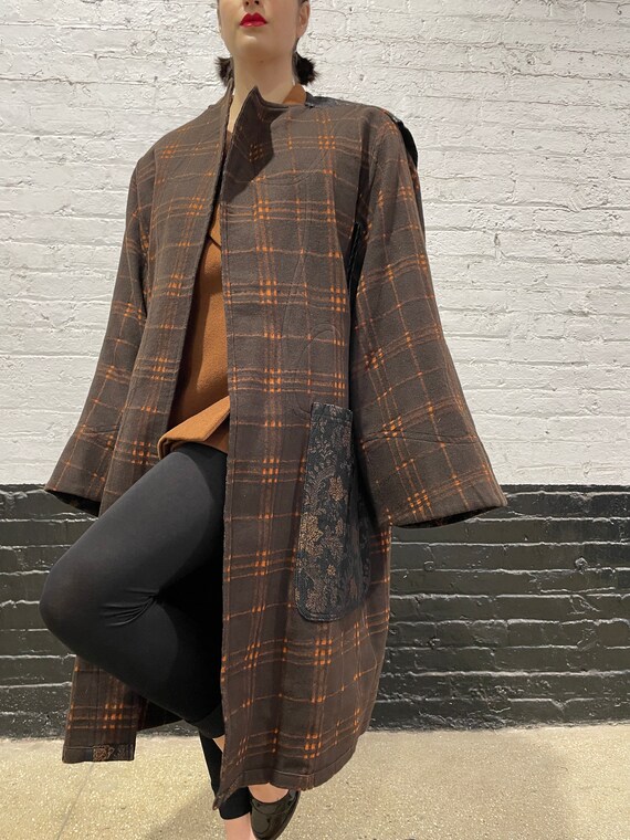 80's Koos wool reversible coat, 80's coat, Brown c