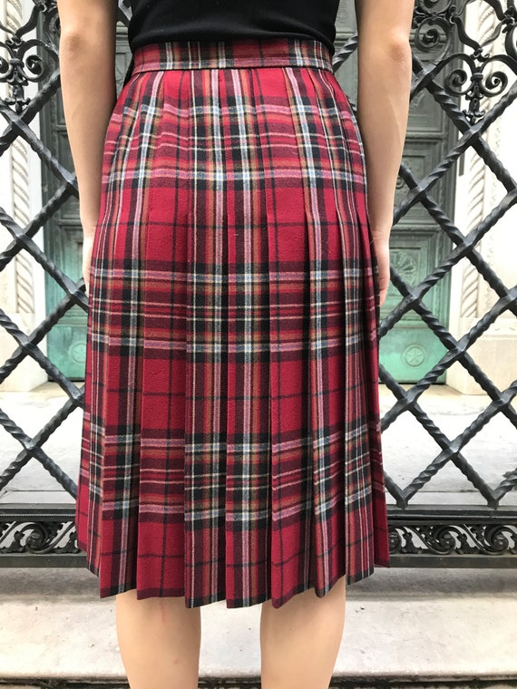 70's Yves Saint Laurent red plaid skirt - image 4