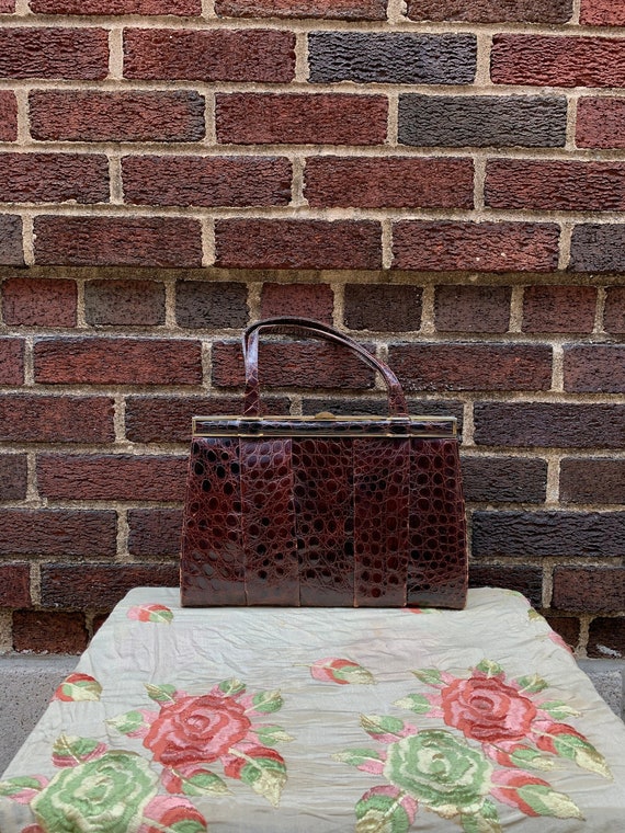 40's Brown crocodile bag