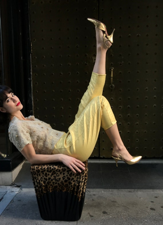 50's gold high waisted stretch pants