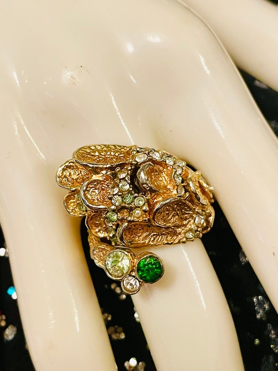 1968 Grosse ring.resemble snake with rhinestones,… - image 1