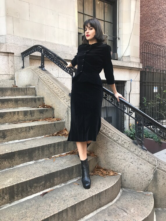 50's black velvet set