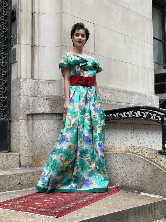 80’s William Pearson Gown, 80's gown, floral gown… - image 1