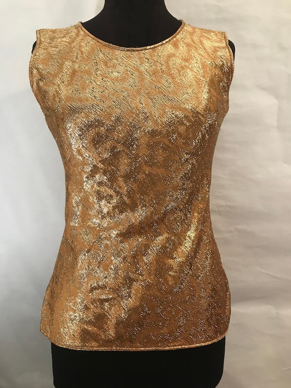 70’s Adolfo Silk Gold Lame Top, Silk top, Gold top