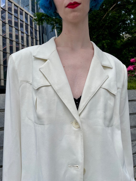 80s Emanuel Ungaro white jacket,  classic jacket, - image 7