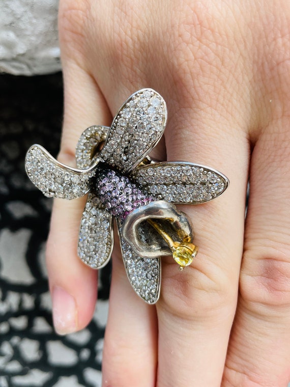 90s five Petal Flower Ring, Fashion Charming and … - image 1