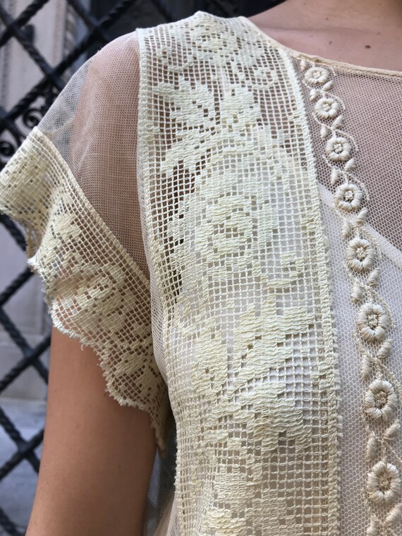 20's dress. exquisite vintage cream embroidered n… - image 3