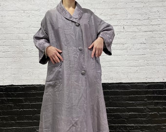 20's silk gray day coat with embroidery on the collar and cuff 1920s Flapper Coat / 1920s Art Deco Era Jacket / Antique Coat
