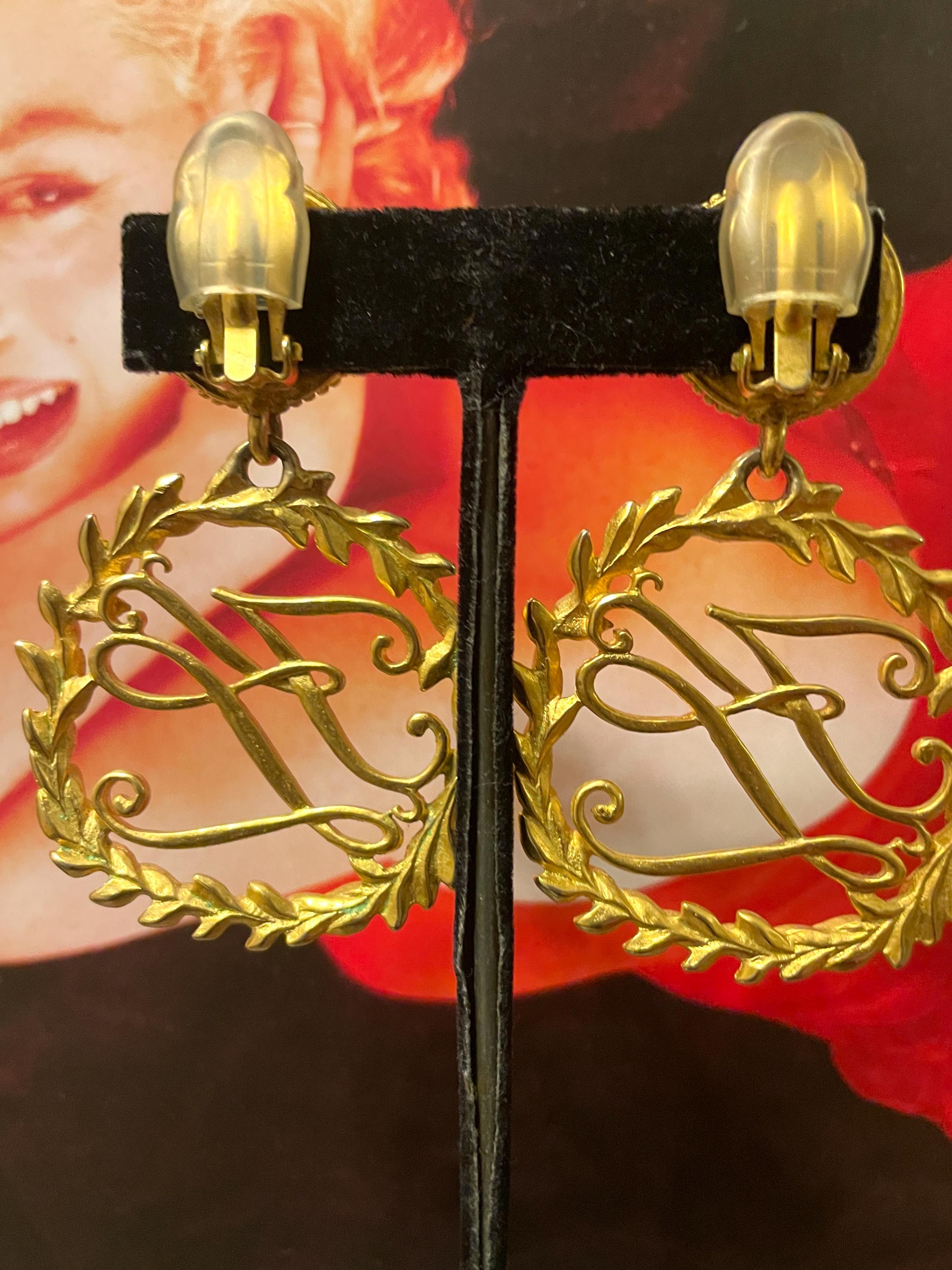 90s Huge Karl Lagerfeld Earrings, Authentic Karl Lagerfeld Vintage 