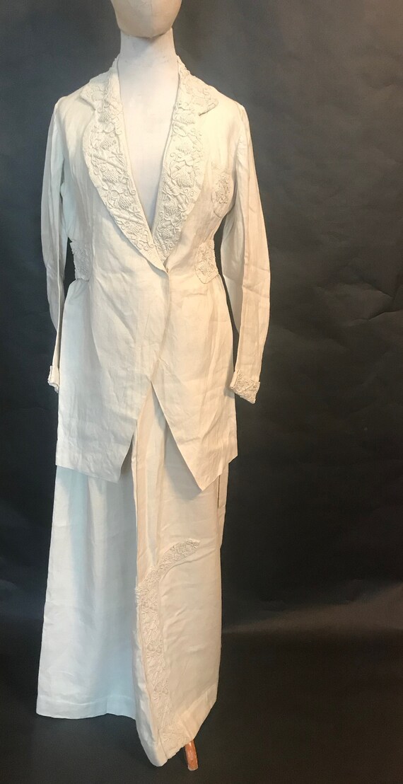 19th Century Embroidered Linen Suit