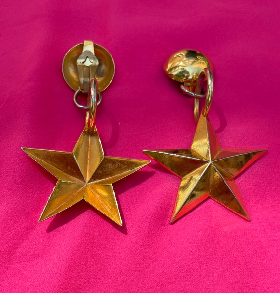 80s Star bold gold  Earrings, very dramatic  Stat… - image 4