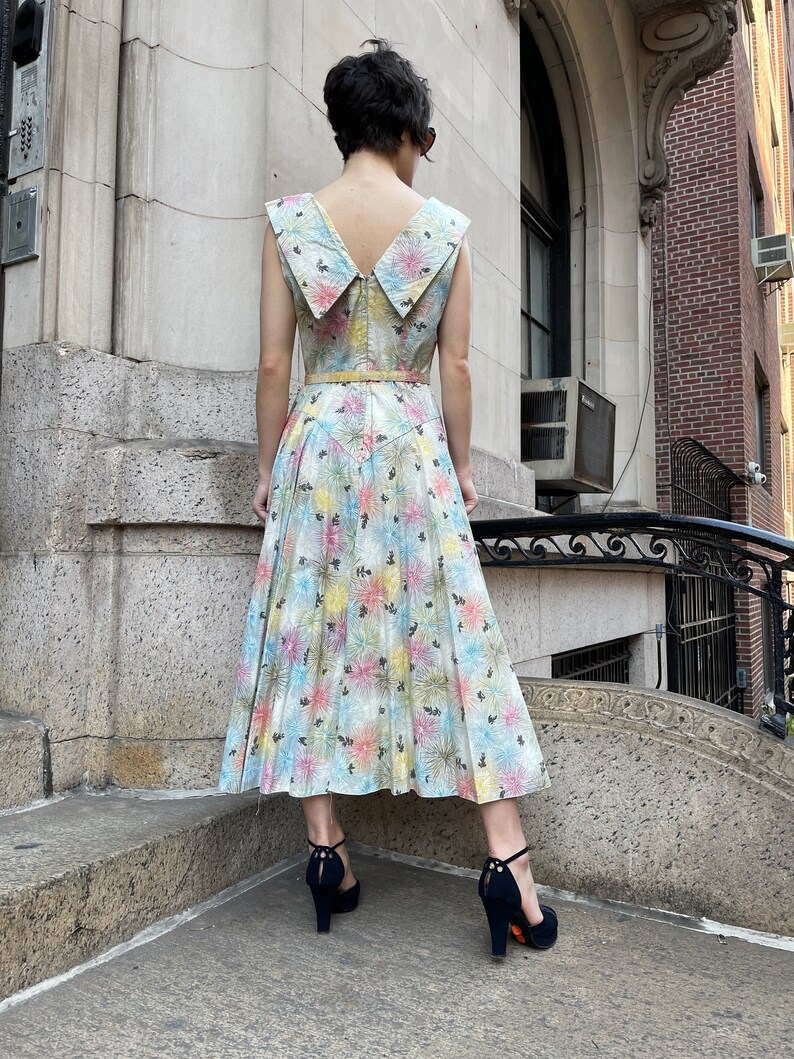 50/'s Cotton Firework flowers V neck dress