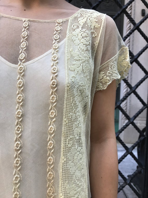 20's dress. exquisite vintage cream embroidered n… - image 5