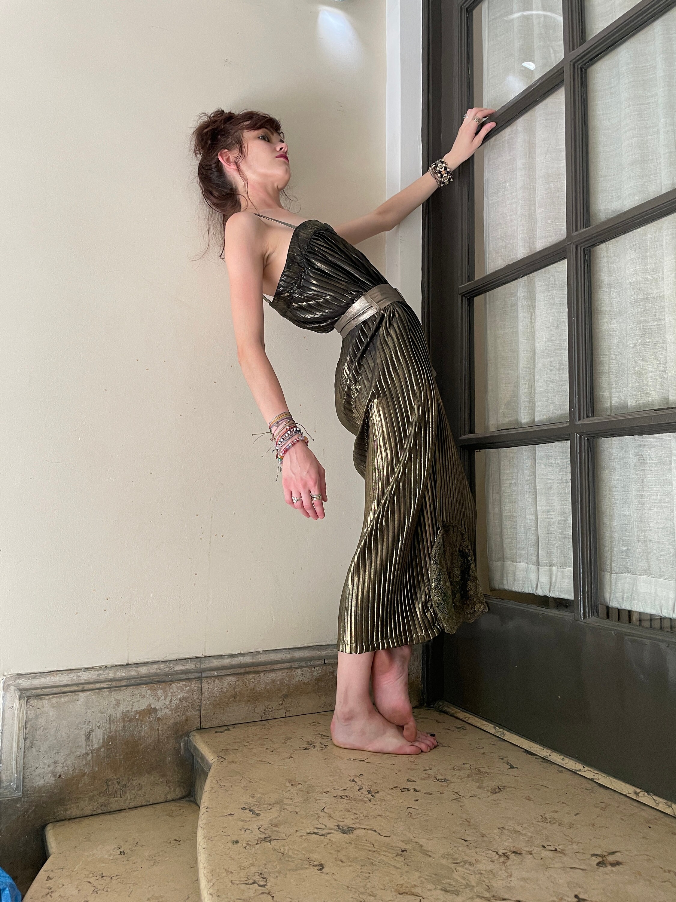 80's Gold Lame Shift Style Handmade Dress With a Half an - Etsy Israel