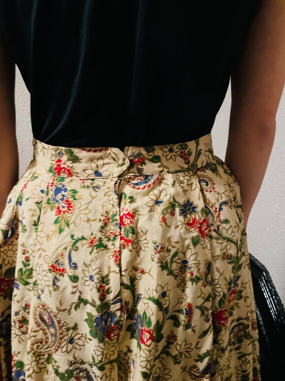 50s Hand-Painted Circle Skirt. floral and paisley… - image 6