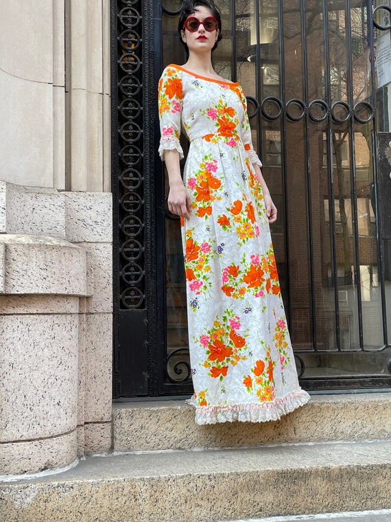 70's maxi dress with long sleeve, dress by Tina L… - image 4