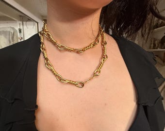 Collar largo de eslabones tipo cuerda vintage de Christian Dior de 1972
