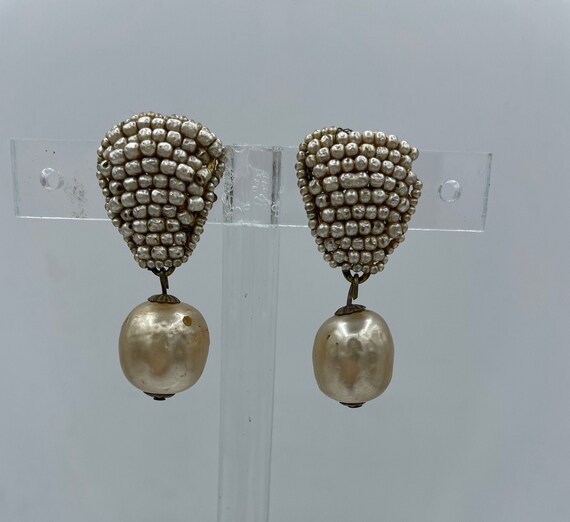Rare Miriam Haskell triangle shaped clip on earrin