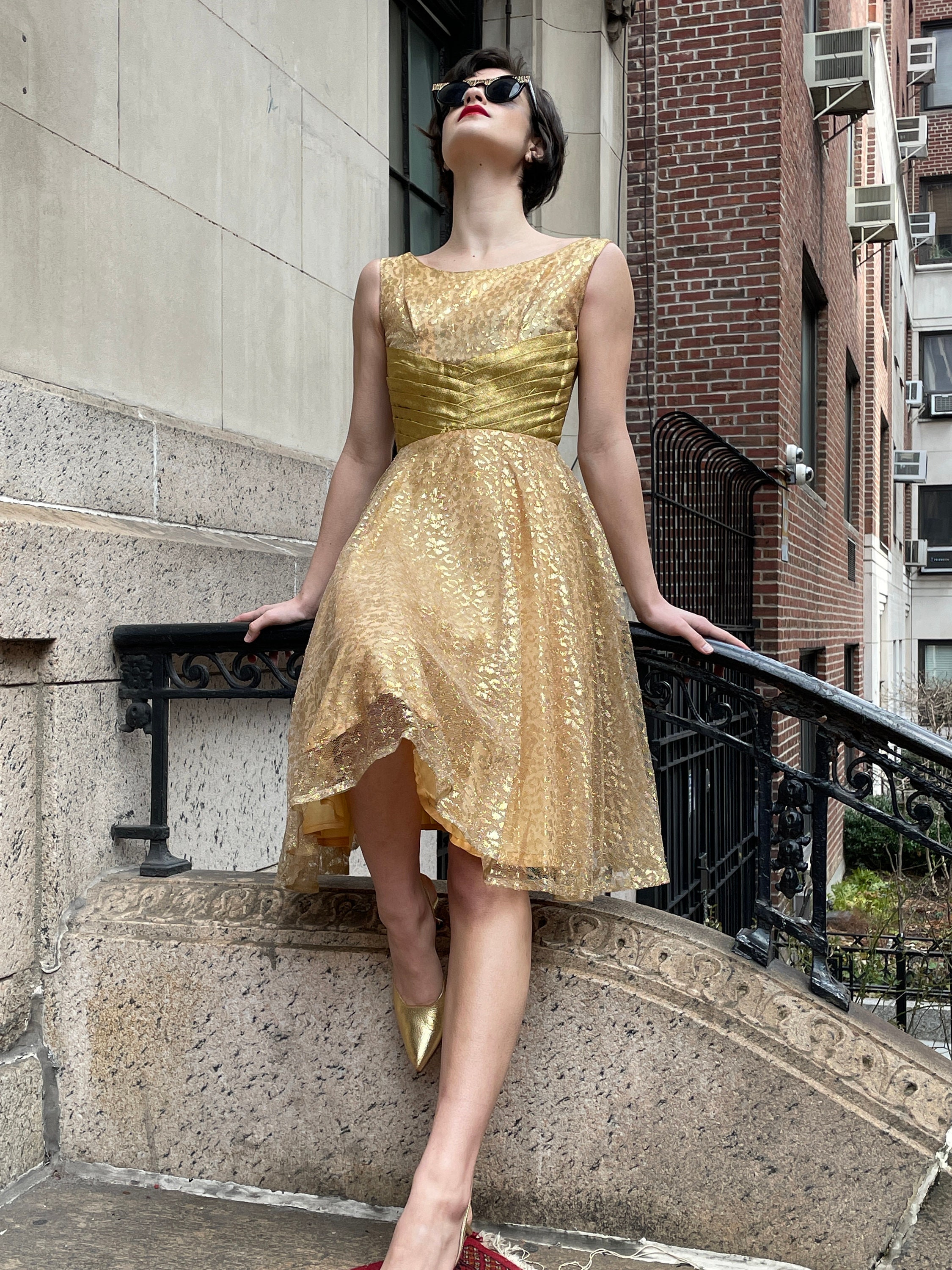 gold cocktail dress