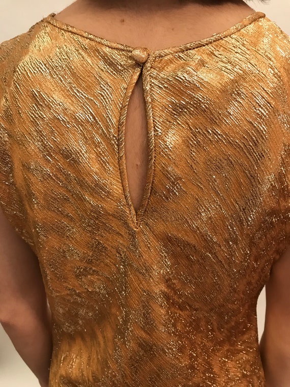 70's Adolfo New York silk gold lame top - Gold La… - image 5