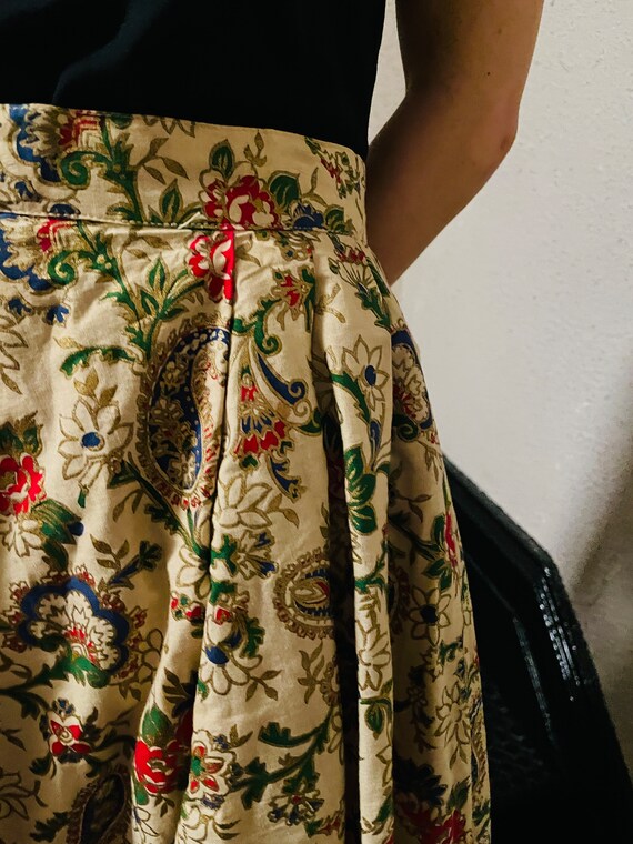 50s Hand-Painted Circle Skirt. floral and paisley… - image 7