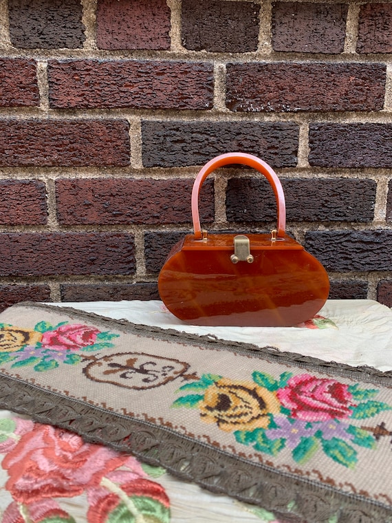 50's Caramel color lucite bag