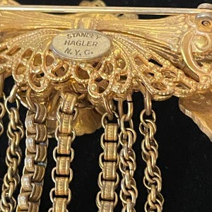 Broche Vintage STANLEY HAGLER STUPENDA - Grand Format, Plaqué Or, Avec Cristaux Et Perles Imitation, Motif Fleurs Et Animaux