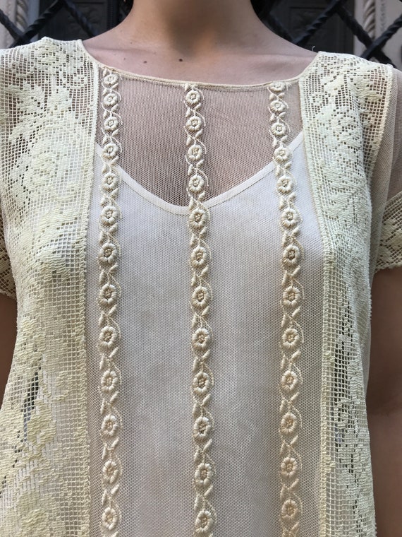 20's dress. exquisite vintage cream embroidered n… - image 4