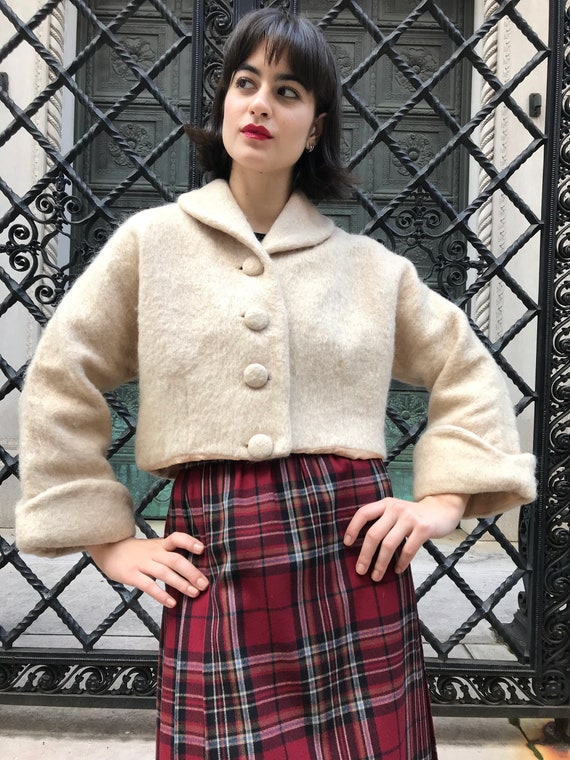 50's short cream jacket, vintage, 50's jacket, sho