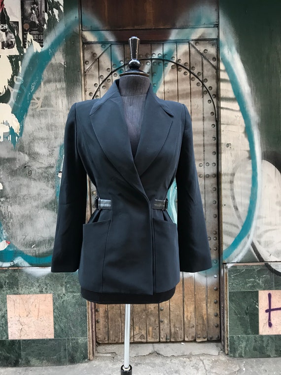 2000s Mugler jacket with adjustable leather belt