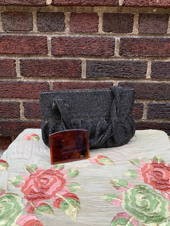 40's black beaded bag