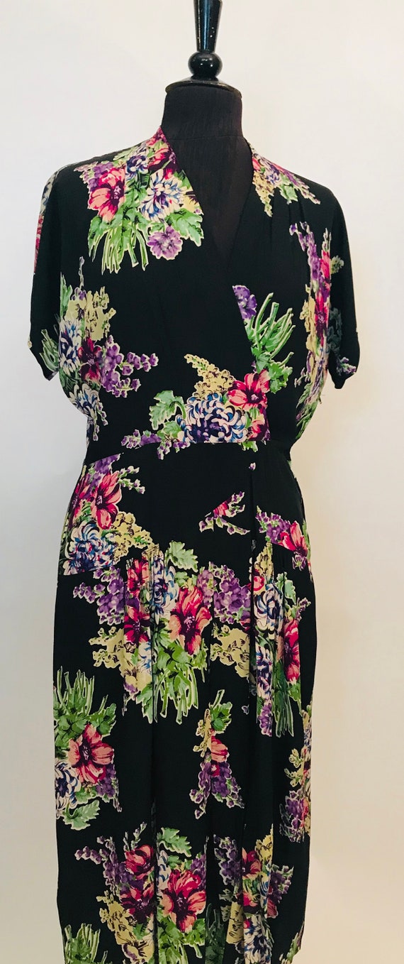 40s rayon purple floral