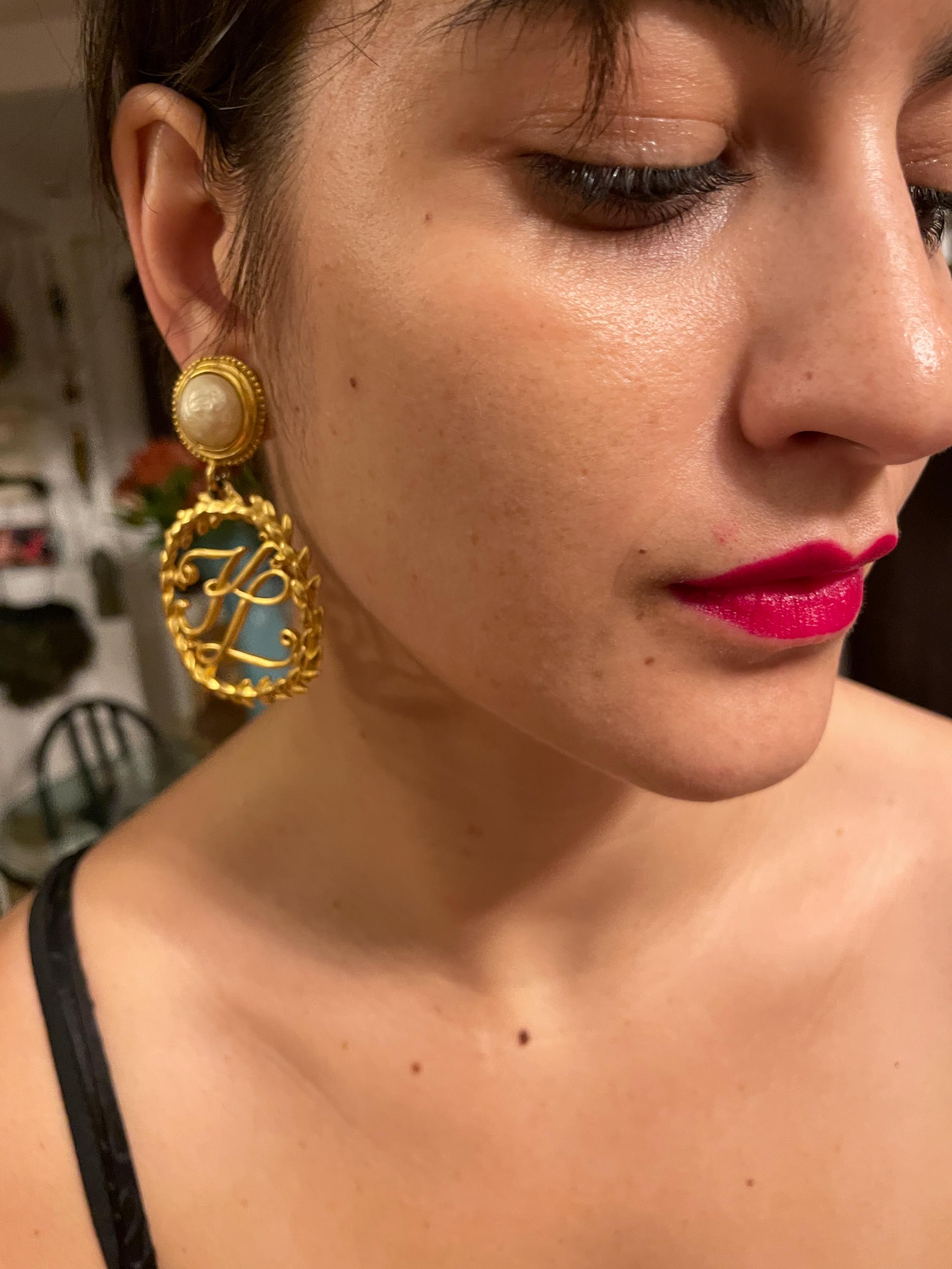 90s Huge Karl Lagerfeld Earrings, Authentic Karl Lagerfeld Vintage 