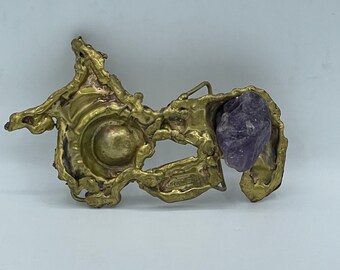 Vintage Carvalho Copa Modernist Brutalist Belt Buckle Copper  display picture 1