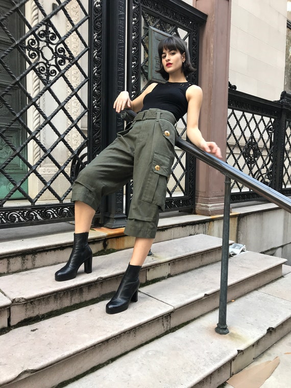 Rare Marc Jacobs embellished dark green cargo pant