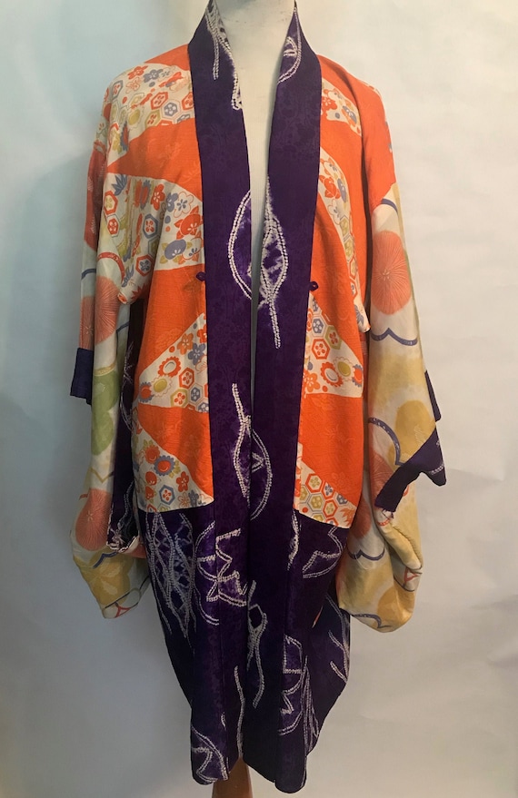 30’s Reversible Orange and Purple Silk Kimono