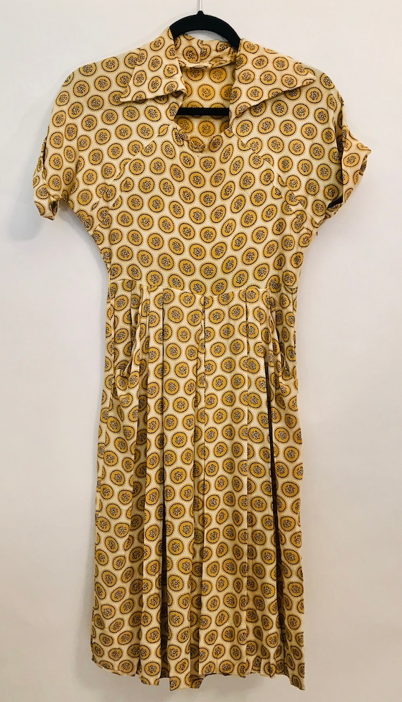40's Rayon ochre color dress