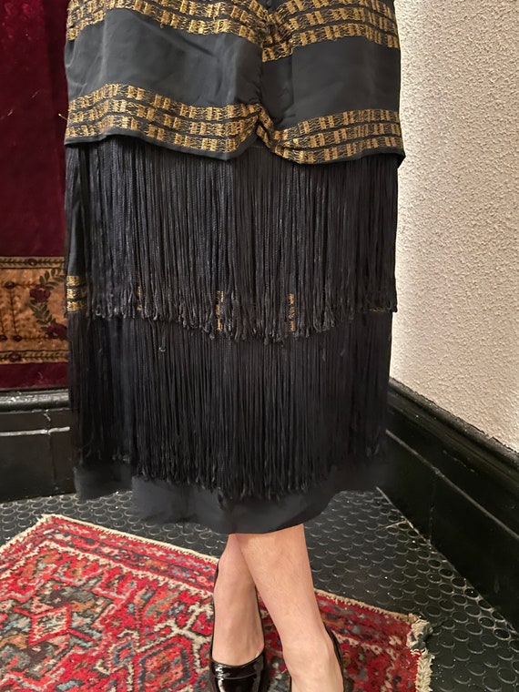 20's black silk flapper dress W 8 Horizontal pane… - image 7