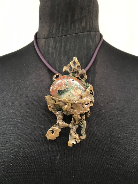 Brutalist brass necklace