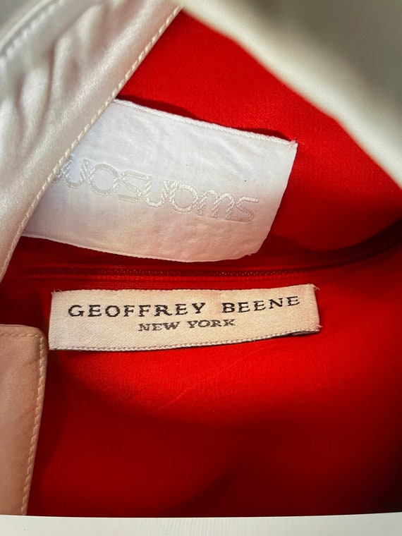 80's Geoffrey Beene silk Lipstick Red Faux Bolero… - image 10