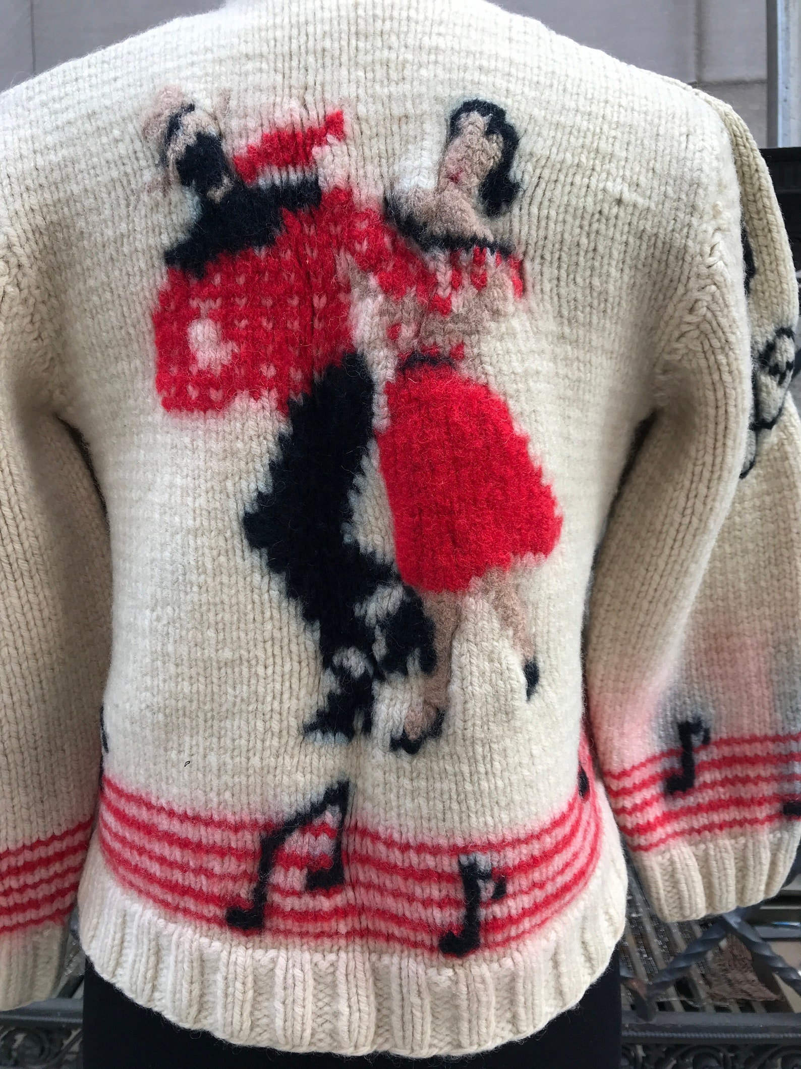 50's hand knitted sweater w/ musical notes Etsy